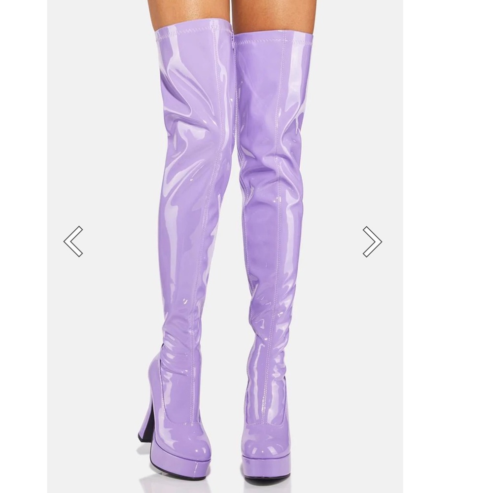 Purple Patent Thrill Thigh High Boots
